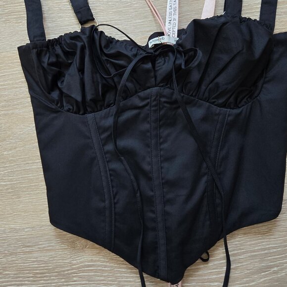 HOUSE OF CB Analia Lace-Up Crop Corset Camisole Black X-Small A/C New With Tags - Picture 5 of 16